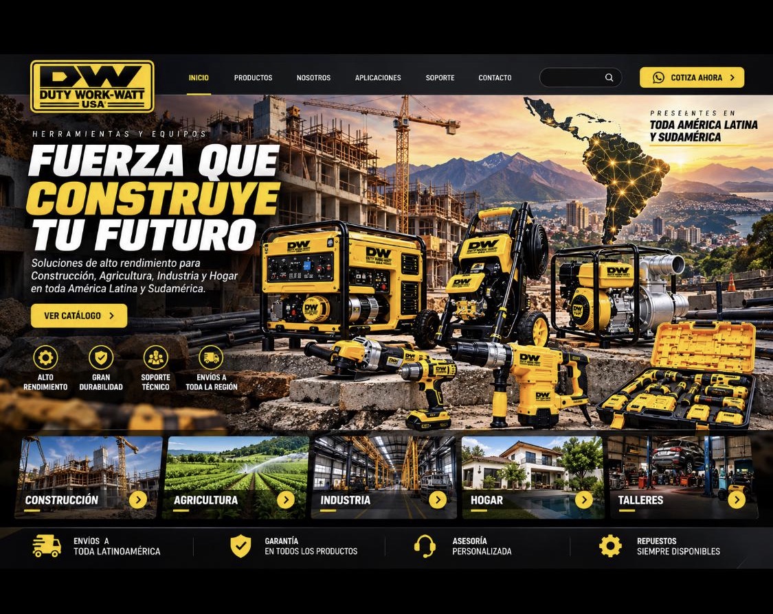 Presentación del catálogo DW WORK y categorías de equipos
